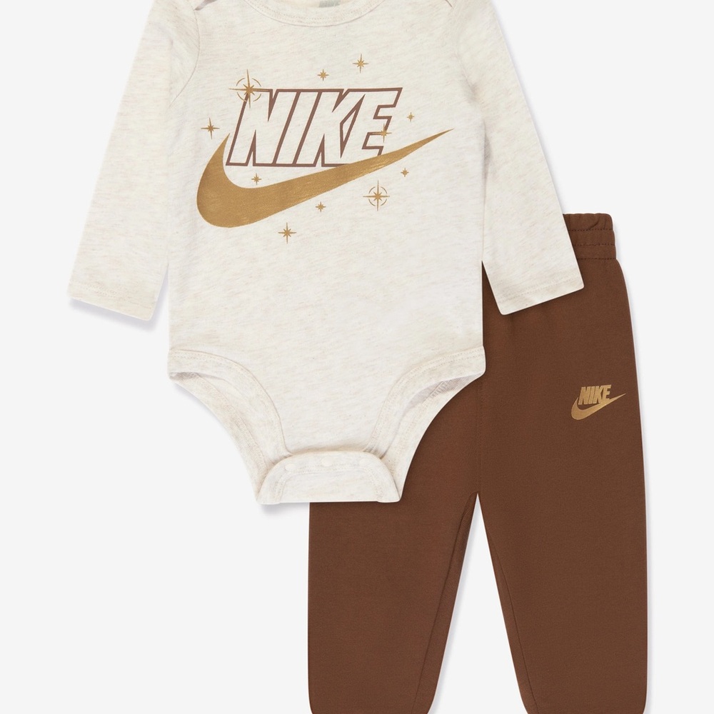 Nike Kids Cream and Brown One Piece Set